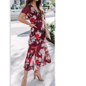 NWOT Pink floral midi dress